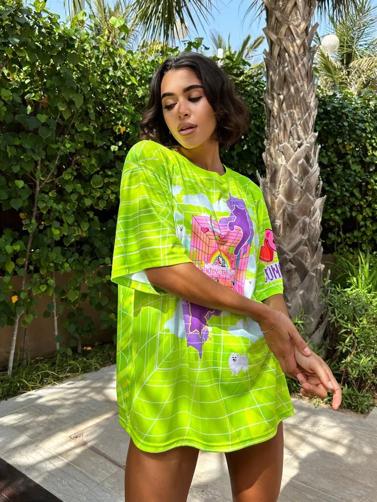 Oversize T-shirt JOY Green - One size - Bona Fide