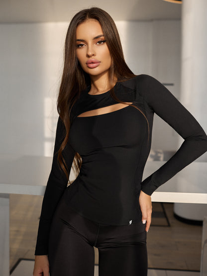 Workout Top Racy Rash Long Black