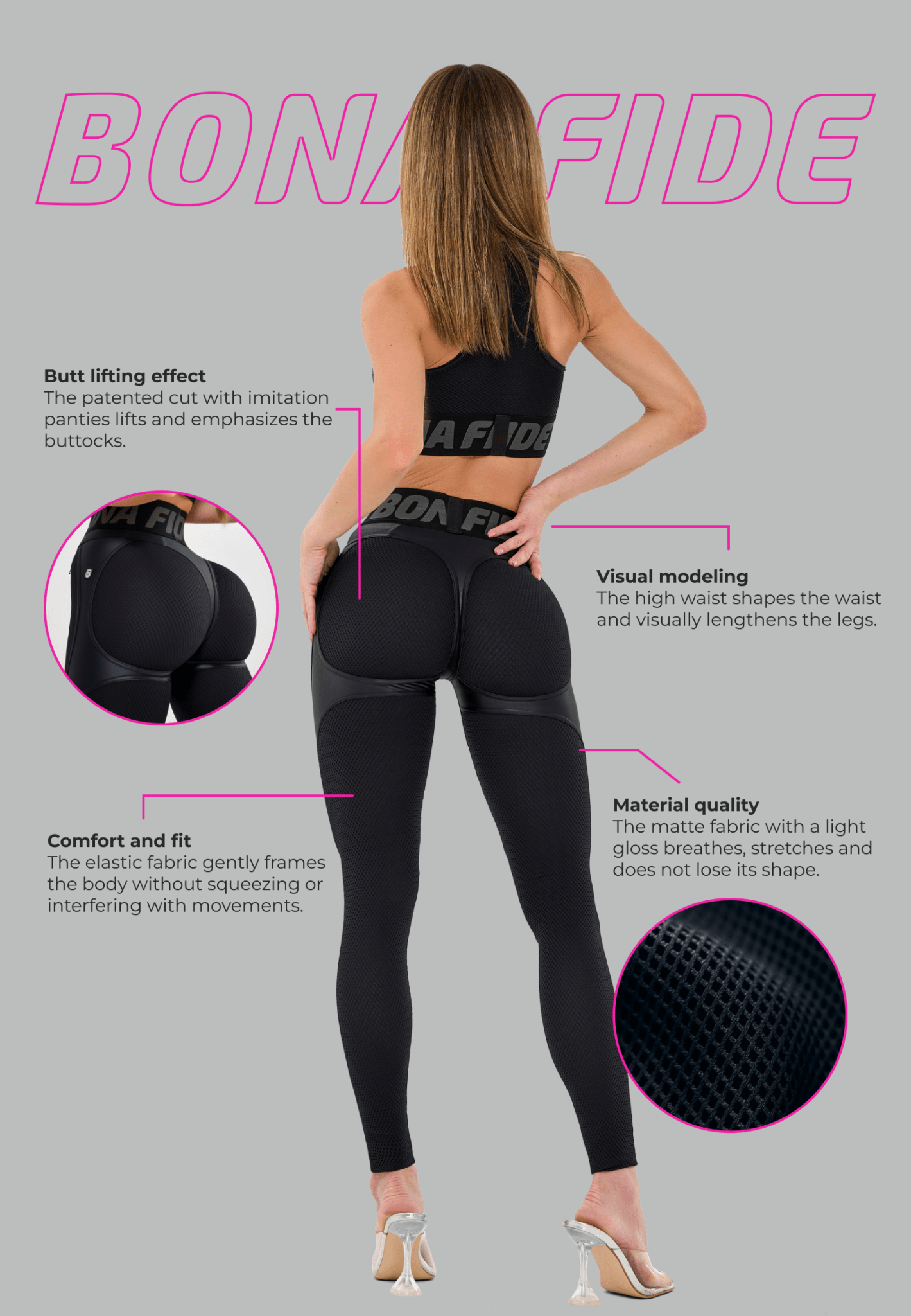 Leggings Extra Sex Push - Up Black Skin - Bona Fide