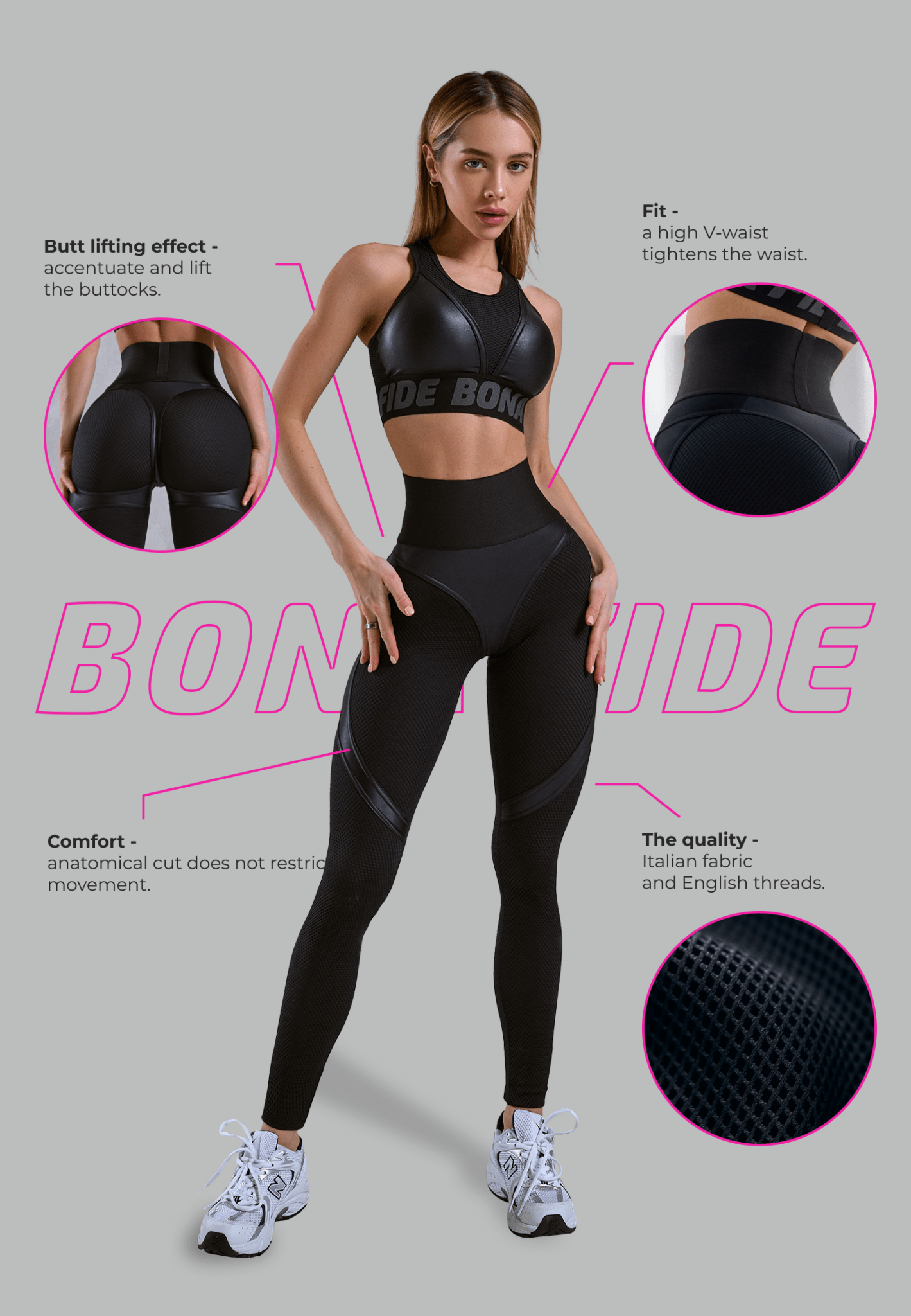 Leggings Extra Sex - Push Up Corsage Black Skin - Bona Fide
