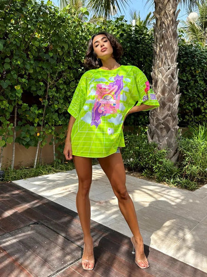 Oversize T-shirt JOY Green - One size - Bona Fide