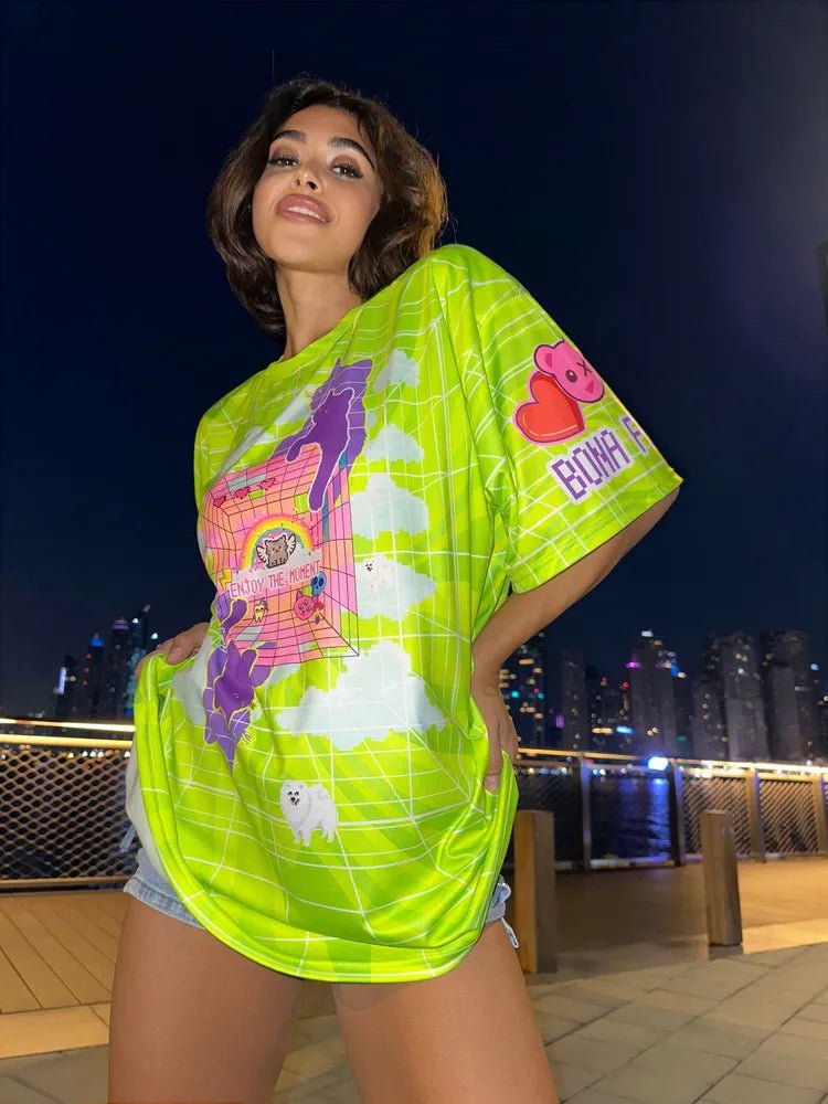 Oversize T-shirt JOY Green - One size - Bona Fide