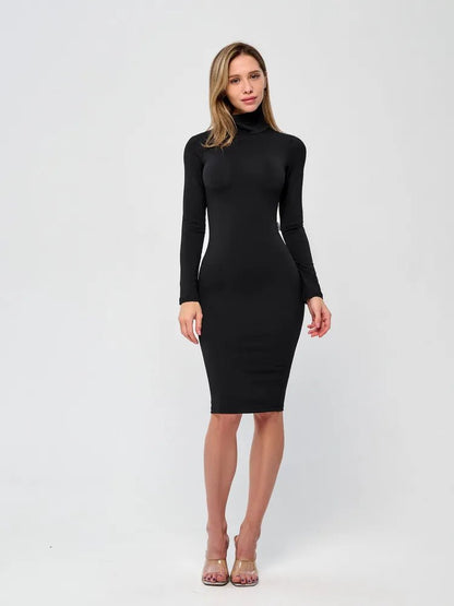 Polo Neck Dress Black - Bona Fide