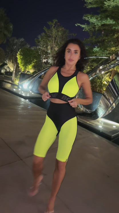 Shorts Bona Cycling Extra Sex Push-up Corsage Neon Yellow