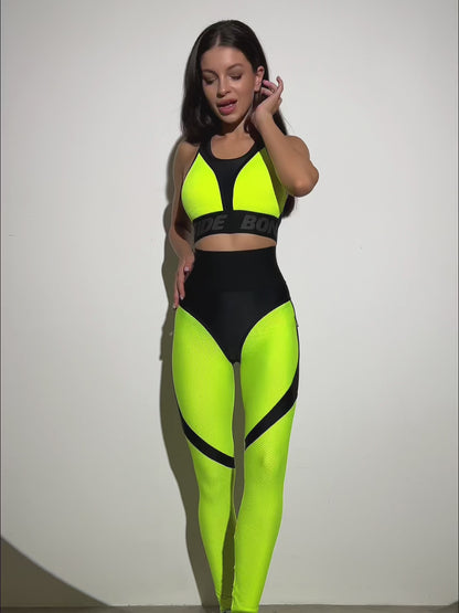 Leggings Extra Sex-Push Up Corsage Neon Yellow