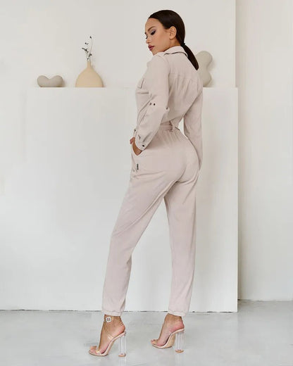 Safari Jumpsuit Ivory Velvet - Bona Fide
