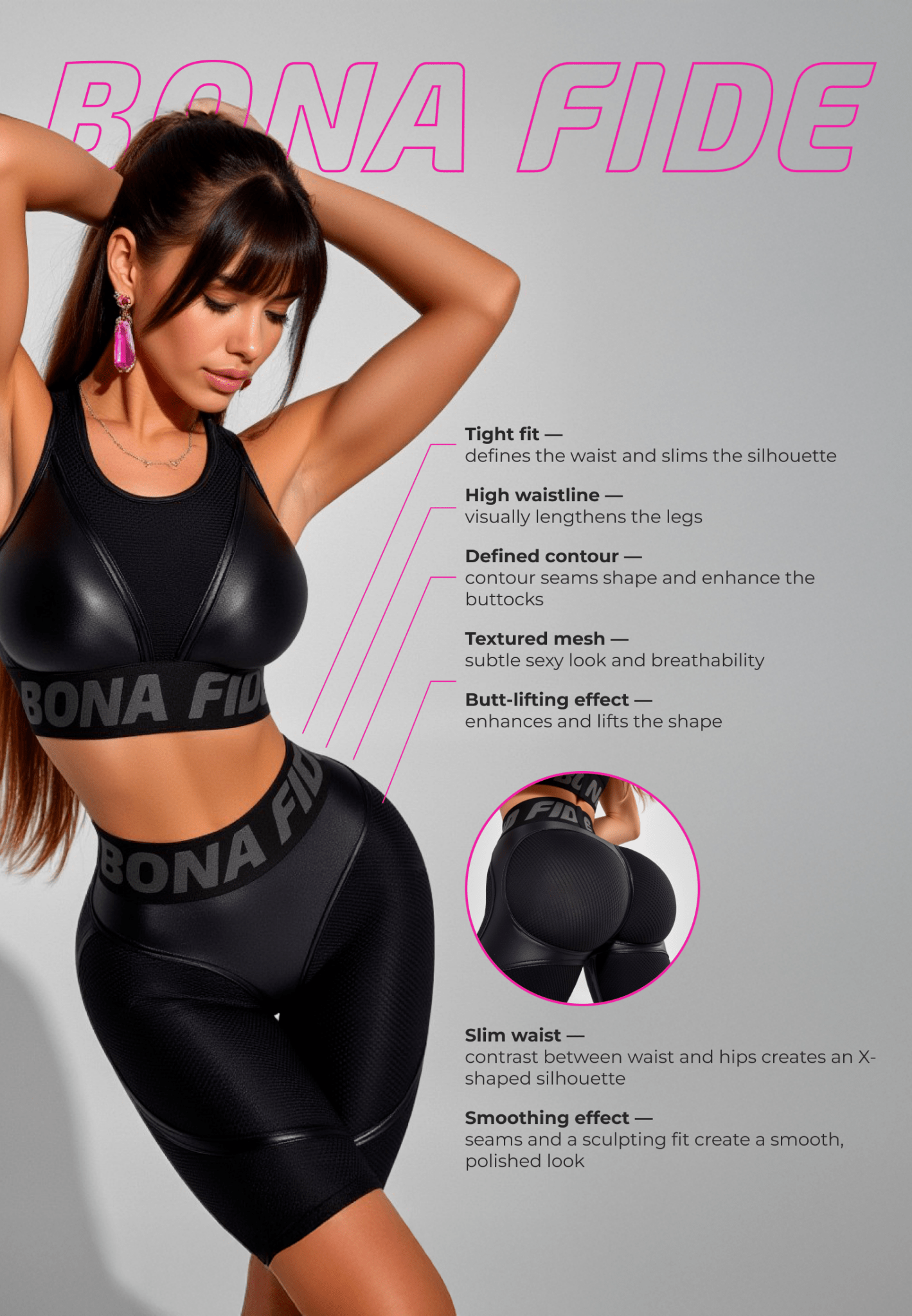 Shorts Bona Cycling Extra Sex Push - up Black Skin - Bona Fide