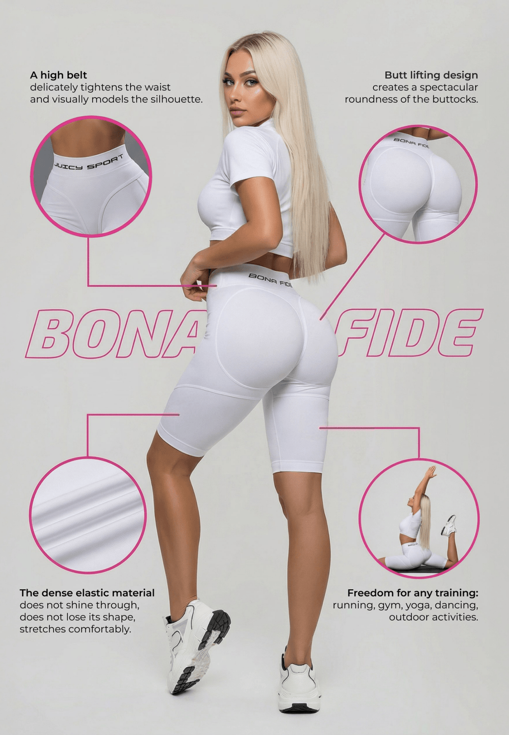 Shorts Bona Cycling Extra Sex Push - Up Juicy White - Bona Fide