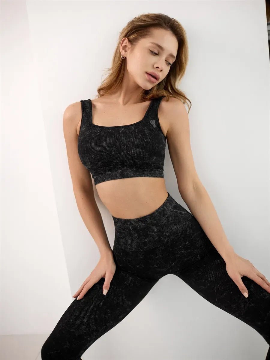 Sports Bra Marble Top Black - Bona Fide