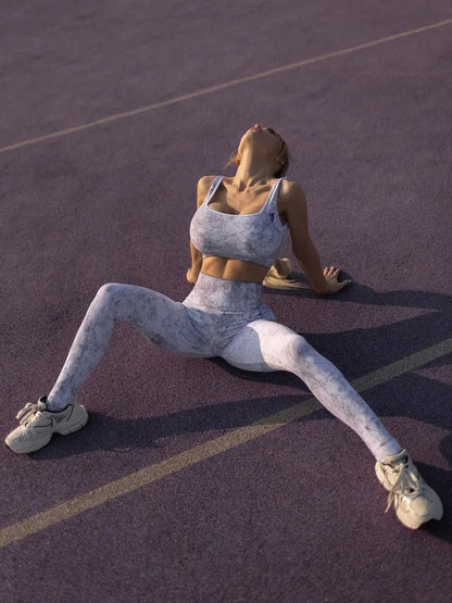 Sports Bra Marble Top White - Bona Fide