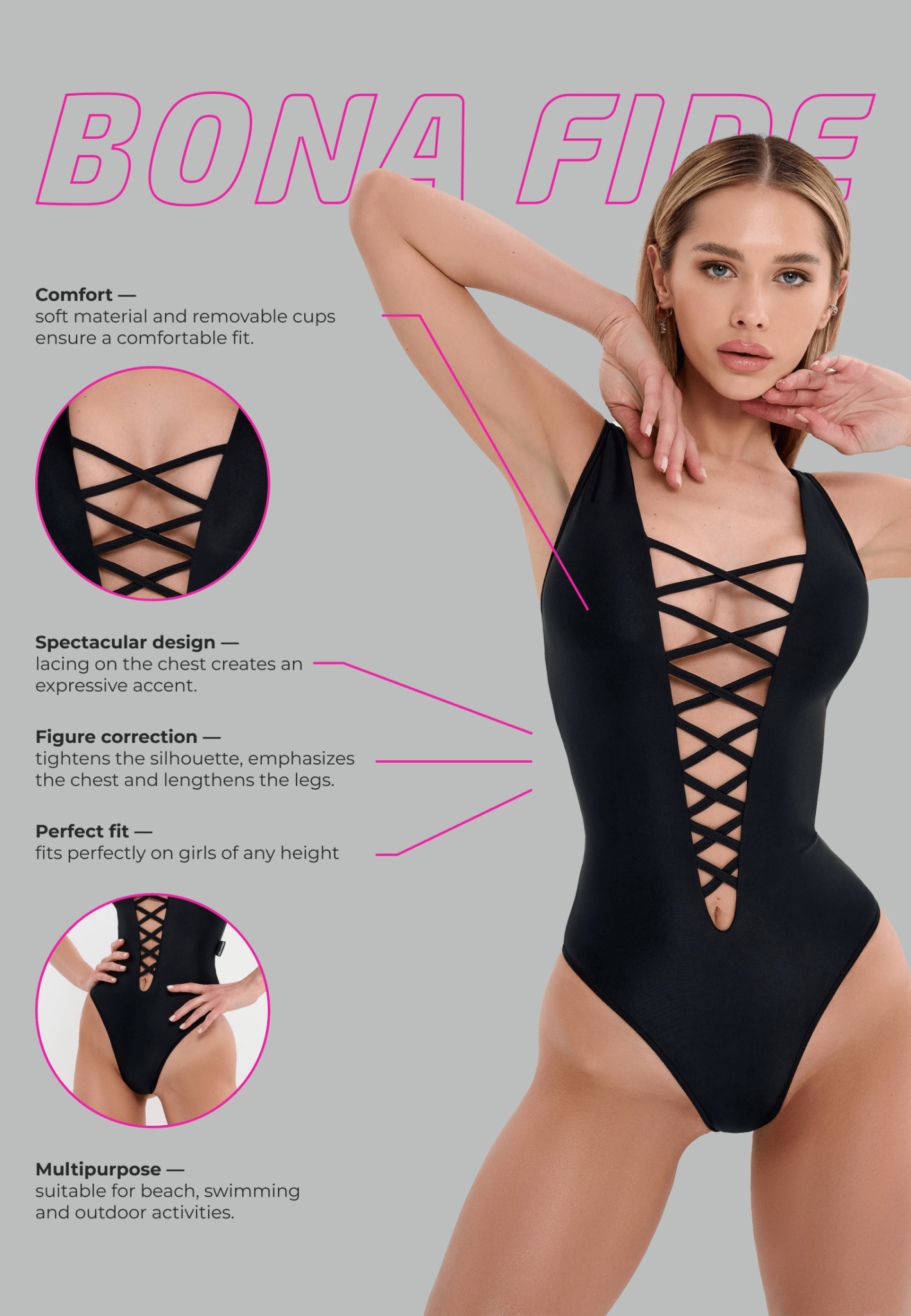 Swimsuit Trinity Black - Bona Fide