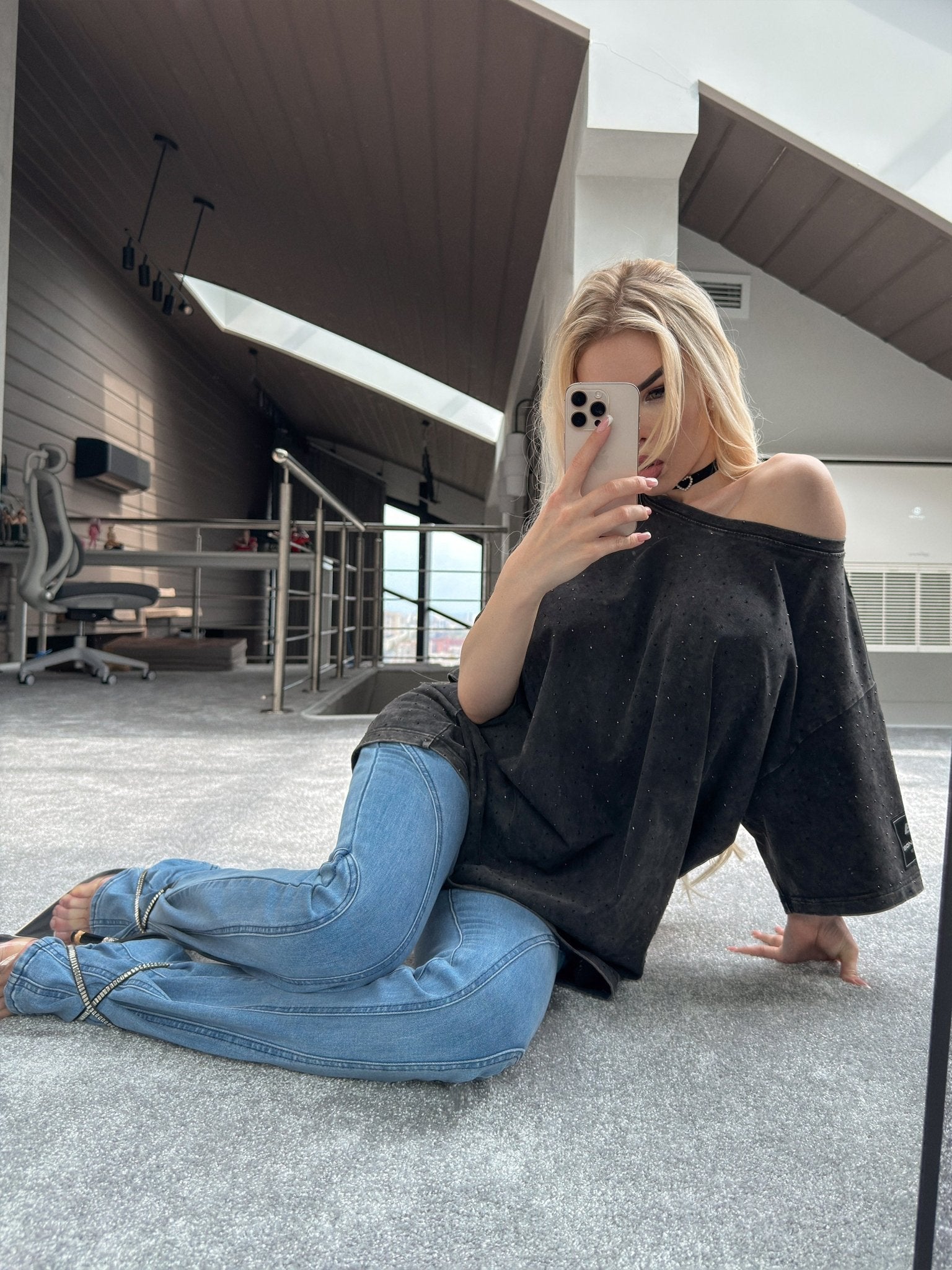 T-shirt Oversize T-Shirt Shiny grunge Black - Bona Fide