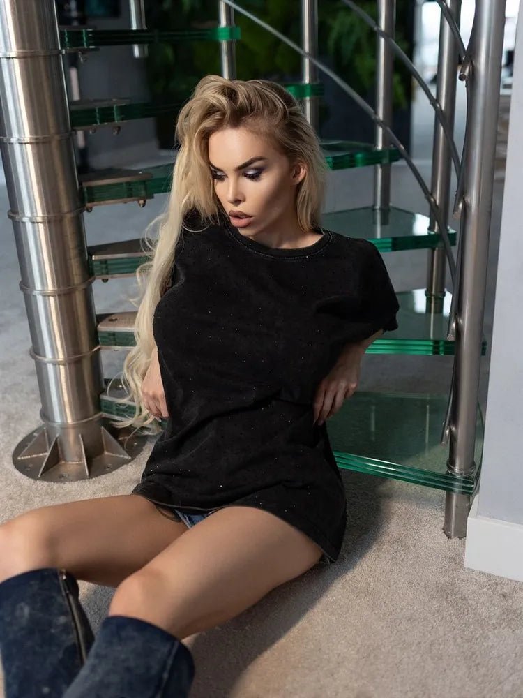 T-shirt Oversize T-Shirt Shiny grunge Black - Bona Fide