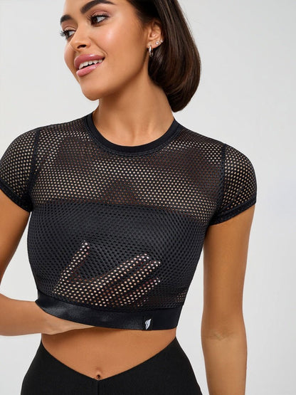 Workout Mesh Top Mini Rash Fresh Black - Bona Fide