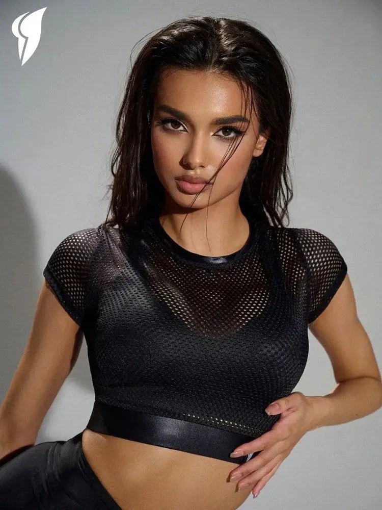 Workout Mesh Top Mini Rash Fresh Black - Bona Fide