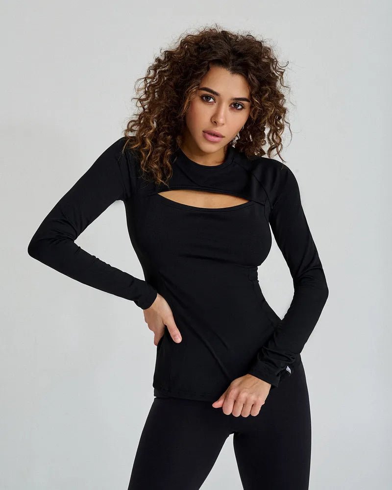 Workout Top Racy Rash Long Black - Bona Fide