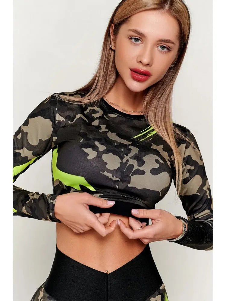 Workout Top Rashguard Midi Revenge Lime - Bona Fide