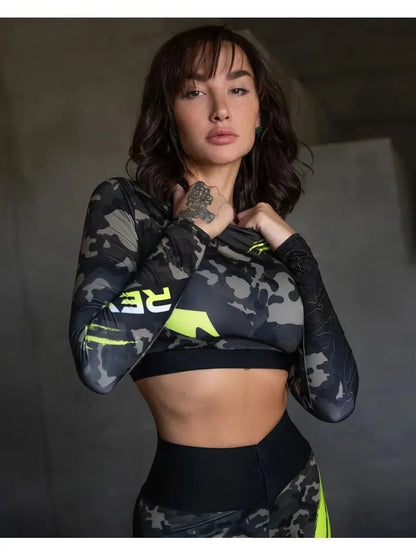 Workout Top Rashguard Midi Revenge Lime - Bona Fide