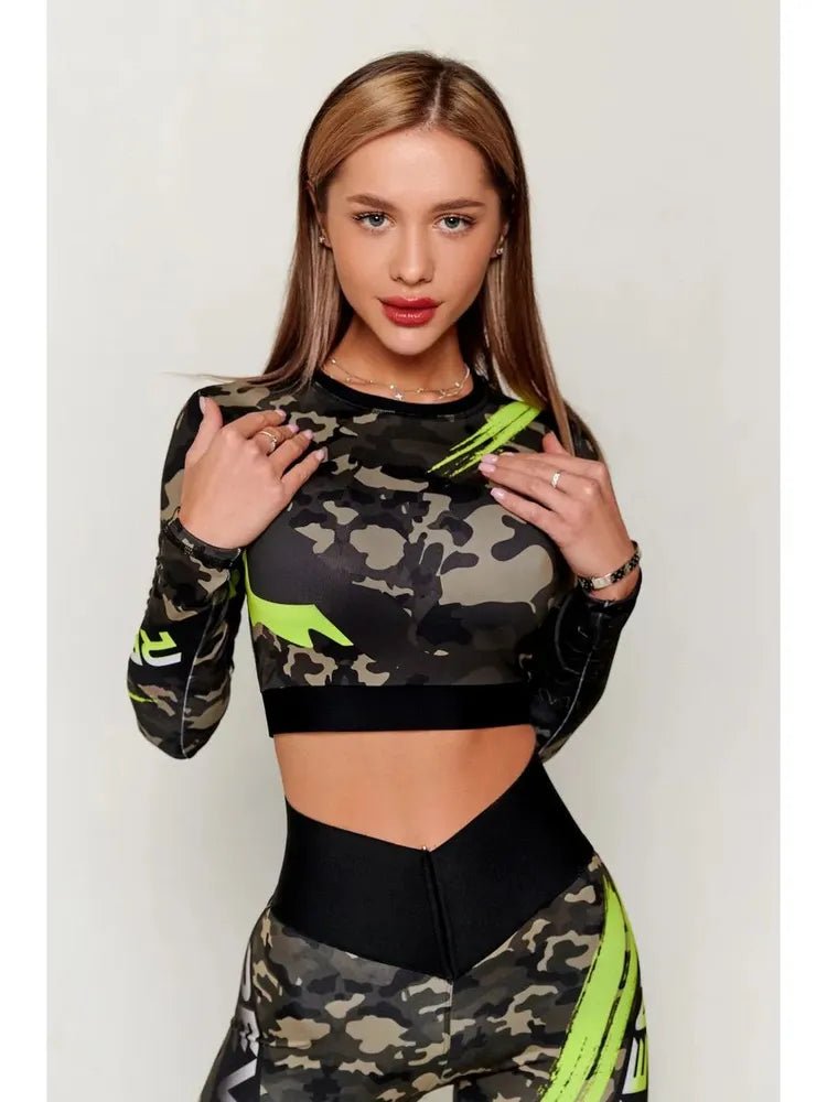 Workout Top Rashguard Midi Revenge Lime - Bona Fide