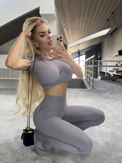 Workout Top Tied Up Top Gray - Bona Fide